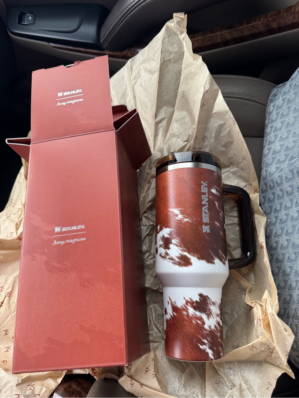 Stanley Kacey musgraves Brown & White Cowhide Tumbler